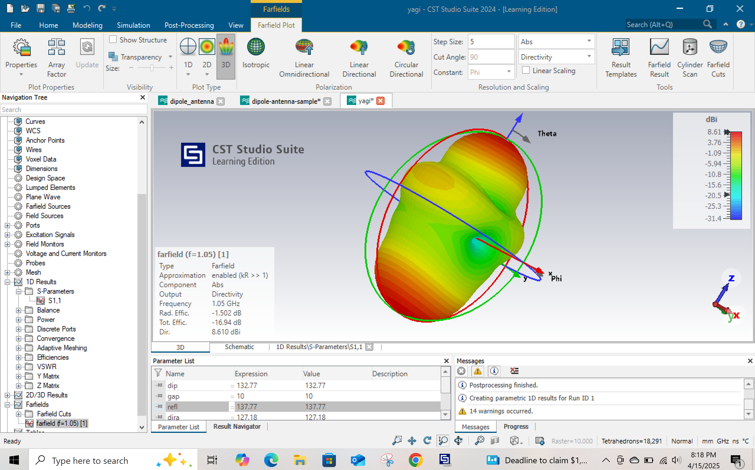 3-D radiation pattern